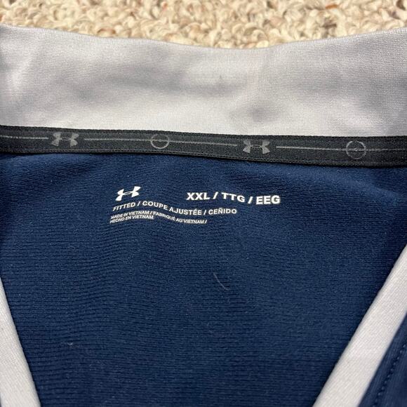 Under Armour Quarter Zip Active Pullover Sz XXL Blue White Workout - Picture 4 of 4